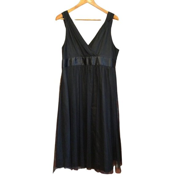 Vtg 90s Babydoll Whimsigoth Dress Robbie Bee Sleeveless Beaded Sequin 16W Black - Picture 8 of 11